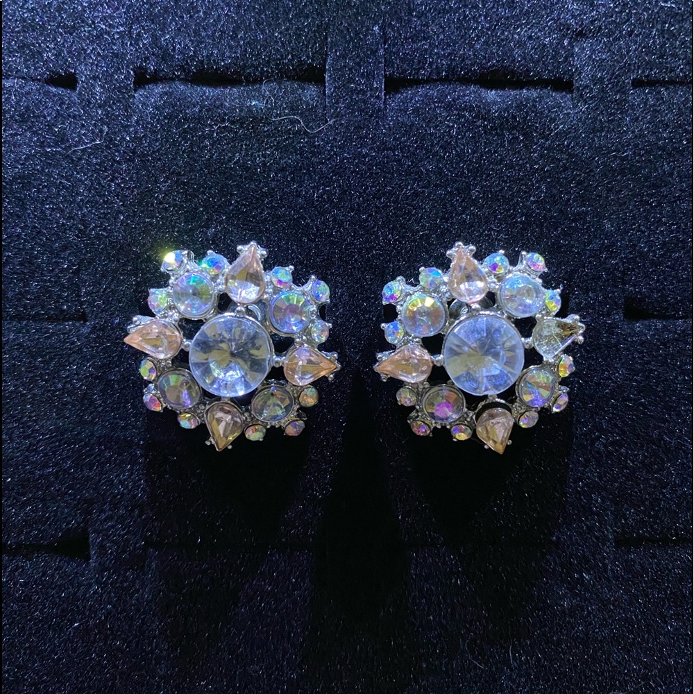 Faux silver and rhinestone earrings with post back